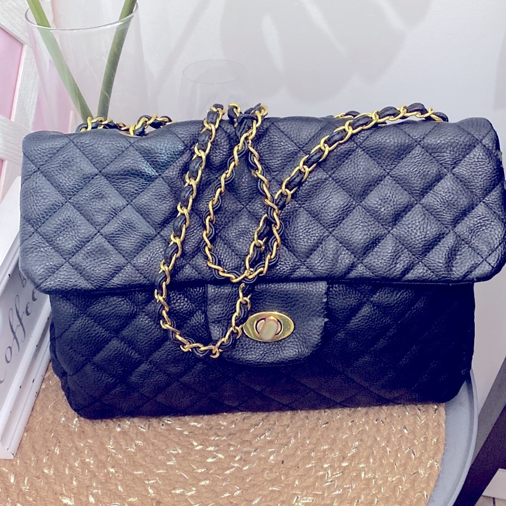 Black quilted shoulder bag